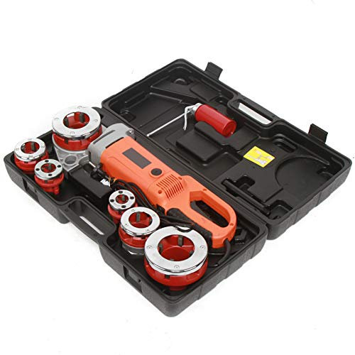 Kit di attrezzi per filettare tubi elettrici 2300W 110V, macchina filettatrice per tubi elettrica portatile portatile con 6 filiere Teste per filettare tubi da 1/2 pollice a 2 pollici, kit filettatr