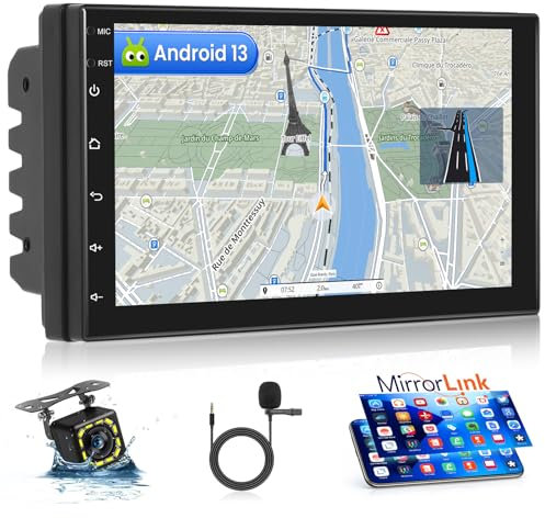 Inefala Android 15 Autoradio 2 Din avec Lien Miroir (1+32G), Écran Tactile de 7 Pouces pour Téléphones iOS/Android Autoradio Double Din avec GPS Navigation Bluetooth WiFi FM RDS Caméra de Recul