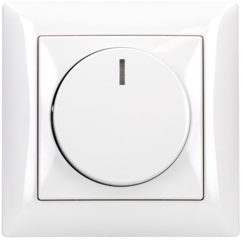 Busch-Jaeger Dimmer Set: 1721-914 1-fach Abdeckrahmen + 2115-914 Zentralscheibe mit Drehknopf + 6523 U-102 Drehdimmer Alpinweiß Balance SI