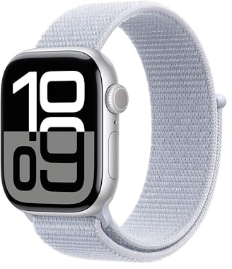 Apple Watch Series 10 GPS + Cellular Smartwatch con Caja de Aluminio Plata de 42 mm y Correa Loop Deportiva Azul Nube - Talla única. Monitor de entreno, App ECG y Neutro en Carbono