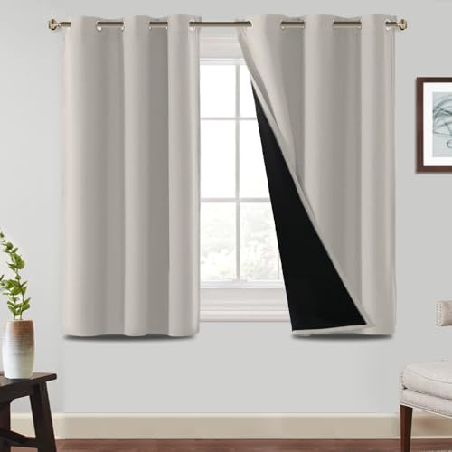 BellaHills Tende Oscuranti per Interni Tende Termiche per Soggiorno 2 Pezzi, Tenda Oscurante ad Anelli Tende Camera da Letto Moderne L117 x A137 cm, Pietra Pomice