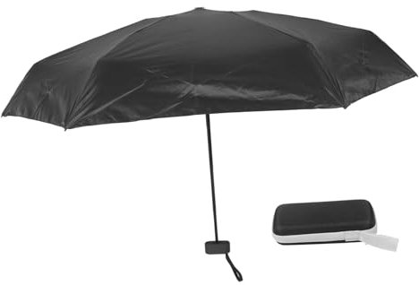 WESIEVYA off Black Plastic Umbrella Folding Rain Sun Umbrella for Beach Outdoor Travel Uv Protection