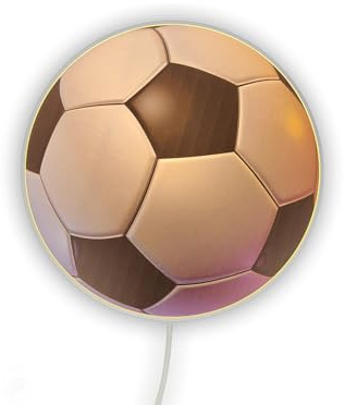 meineWunschleuchte Kinderzimmer Wandlampe mit Schalter & Stecker Ø 25cm, Fußballmotiv aus Kunststoff mit Kabel & E14 LED, Kinder Wand Nachttischlampe