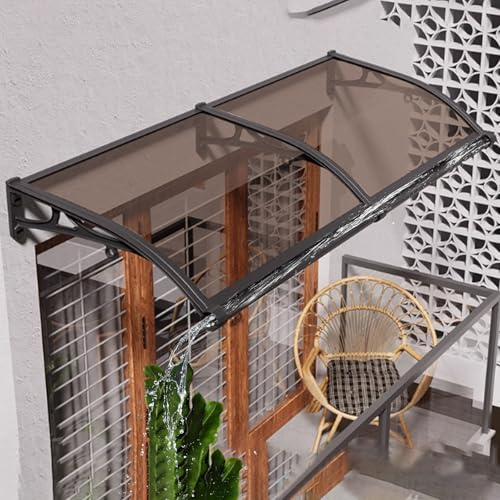 YNAYGDIUGD Auvent De Porte D'entrée Extérieure,Marquise De Porte Exterieur 100x200 CM,Auvent Porte D’Entrée En Polycarbonate, Protection Contre Pluie Et UV Avec Grande Gouttière,pour Terrasse Balcon P