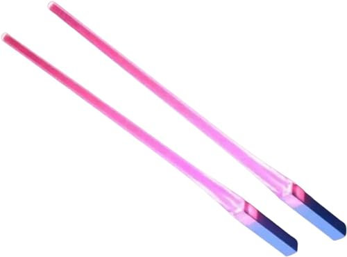 1 Paar leuchtende Essstäbchen, Lichtschwert-Essstäbchen, mit LED-Licht, wiederverwendbares Geschirr, für Zuhause (Rosa)