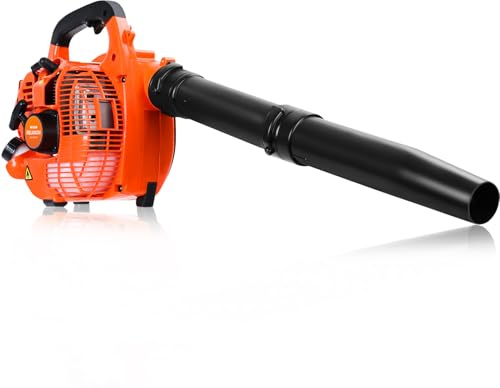 Relxxon Gas Leaf Blower 26cc Handheld, Powerful 2-Cycle Engine, 180 MPH 380 CFM, Lightweight Quick-Start for Lawn Care, Yard Debris & Light Snow (Orange Black)