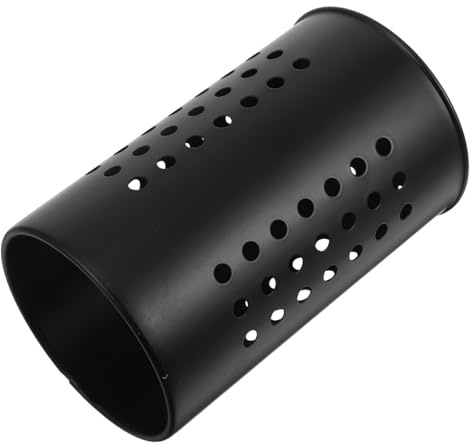 IMIKEYA Porte-baguettes Cuisine En Acier Inoxydable Épais Avec Égouttoir Perforé, Support Noir Compatible Plan De Travail, Organisateur D’ustensiles Polyvalent Pour Rangement Cuisine