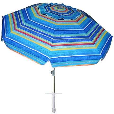 Grand parasol de plage robuste de 2,1 m avec ancrage pour sable, protection UV 50+, pare-soleil d'extérieur, sac de transport, pour jardin, piscine, arrière-cour, multicolore et vert
