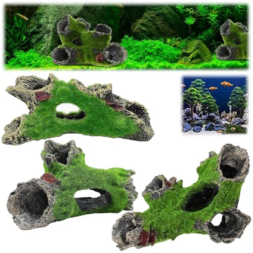 Tkxjry 3 Pezzi Grotta in Resina Decorazioni Acquario, Acquario Decorazione di Resina, Per Piccoli Pesci, Gamberi e Vita Marina Nascondiglio