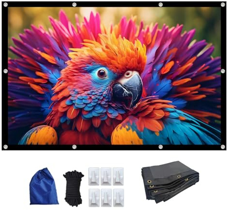 60-300 inch Portable Projector Screen with Black-Backing, 4K HD 16:9 Foldable Projection Screen for Indoor and Outdoor, Home Theater and Backyard(300in(660x375cm))