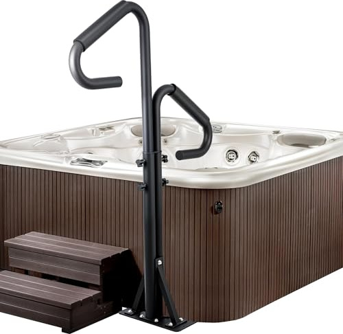 Rampes réglables pour jacuzzi avec pivot à 360°, capacité de 272,2 kg pour entrée et sortie sûres, base coulissante sous montage pour spas intérieurs et extérieurs