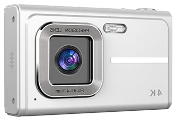 Sxhlseller Kids and Beginners Digital Camera, 1080P Vlog Camera with 2.4 Inch IPS Screen and 48MP Autofocus, Built in LED Fill Light and 7 Color Filters, for Student Beginners (Silver)