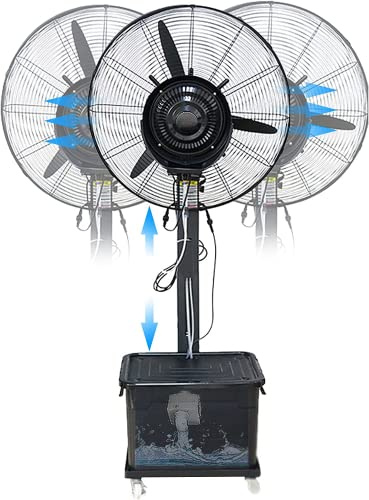 YDkjwjw Ventilador nebulizador comercial con tanque extra grande de 42L, oscilación de 90°, ventilador de alta potencia para obras y naves industriales