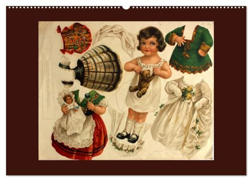 Alte europäische Ankleidepuppen aus Papier (Wandkalender 2026 DIN A2 quer), CALVENDO Monatskalender: Charmante alte Bögen mit Anziehpuppen zum Anschauen oder Ausschneiden (CALVENDO Kunst)