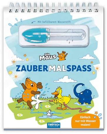 TROTSCH - Die Maus Zaubermalspaß mit Wasserstift: Malblock mit nachfüllbarem Wassermalstift