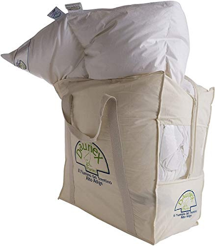 Duvet d'oie Daunex – 4 saisons – Mesure Maxi simple cm 155 x 220 – 1 place et demie CM220 x 220 – Double cm 250 x 220 -100% duvet d'oie blanc Europe – Points de Cal.3 + 2 – Art.Tyrol Duo 155X220