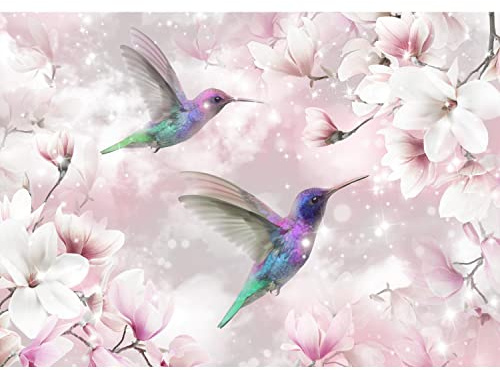 Runa Art Carta da parati fotografica 396 x 280 cm Fiori Uccelli Hummingbird | Vello Decorazione Murale Soggiorno Camera Da Letto | Manifattura tedesca | rosa 9406012a