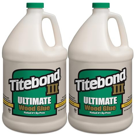 Titebond III Ultimate Wood Glue 1 Gal. (2 Pack) – Premium Professional Woodworking Adhesive, Waterproof, Strong Initial Tack, Interior/Exterior Use, Longer Open Time, Easy Water Cleanup – 1416