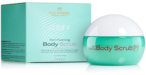 PURE MINERAL - Schäumendes Körperpeeling mit Totes-Meer-Salzen - 250ml | Das Körperpeeling mit Totes-Meer-Salzen entfernt abgestorbene Hautschüppchen und macht die Haut glatter und weicher.