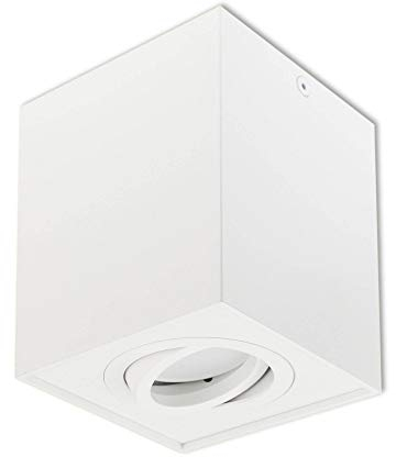 LED Aufbauleuchte eckig - weiß 1,2 Watt warmweiß GU10 230V - 125x96mm Aufbaustrahler aus Aluminium - Aufbau Downlight Deckenlampe Loft Aufbau-Spot Decken-Strahler
