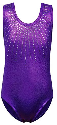 ZNYUNE Ragazze Ginnastica Leotards Balletto Body Costumi di Danza per Bambini da 3 a 14 Anni 199 Darkpurple 14A