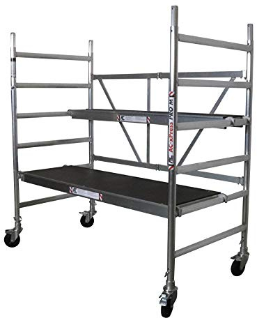 AC Steigtechnik xPress PRO-M Rollgerüst XL Plattform - Aluminium Arbeitsgerüst, 3 m Arbeitshöhe, flexibel erweiterbar, für Innen und Außen, DIN EN 1004, Wandstand