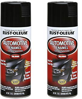 Rust-Oleum 252462-2PK Automotive Enamel Spray Paint, 12 oz, Gloss Black, 2 Pack