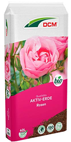 DCM AKTIV ERDE Rosen - Spezialerde - Erde für Rosen - Mit organischem Dünger - Mit Mykorrhiza-Pilzen - Torfreduzierte Pflanzenerde - Bio - 40 L