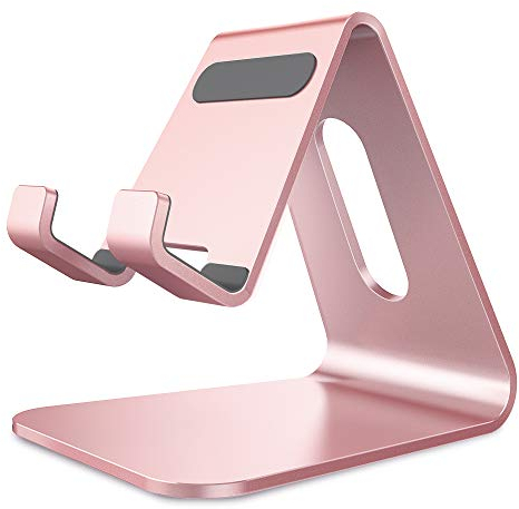 Lucrave Cell Phone Stand, Cradle, Holder,Aluminum Desktop Stand Compatible with Switch, All Smart Phone, iPhone 16 15 14 13 12 Mini Pro Max Xs Max Xr X Se 8 7 6 6s Plus SE 5 5s-Rose Gold