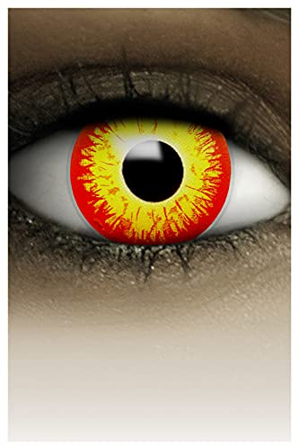 FXCONTACTS Lenti a contatto colorate HORROR CLOWN Giallo Rosso, 2 pz (1 paio) lenti morbide monouso senza correzione – Perfette per Halloween e carnevale