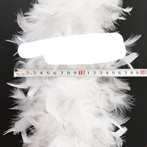 2 Meter Weißgolddraht Truthahnfederboa Natürliches flauschiges Federband 38-90 g mit Kleiderdekorationsschal - 90 g Silberdraht, 2 Meter