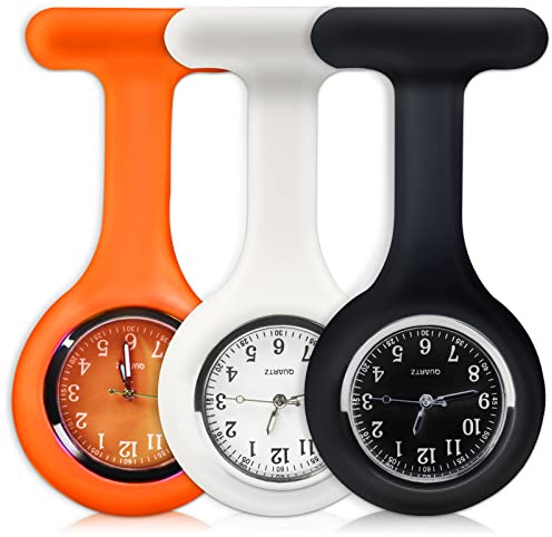 SibyTech Krankenschwester Ansteckuhr fob,Silikon mit Pin/Clip,Glow Pointer im Dunkeln,Infektionskontrolle Design,Analog-digital,Quarzwerk,Arzt Sanitäter medizinische Brosche Fob Uhr