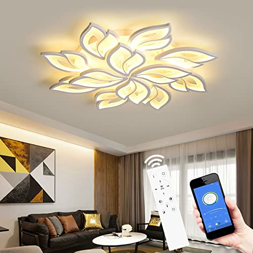 LED Deckenleuchte Dimmbar, 90-180W Deckenlampe LED Wohnzimmerlampe mit Fernbedienung APP Farbwechsel - Moderne Wohnzimmerlampe Deckenleuchte Energie Sparen Dimming Deckenbeleuchtung Schlafzimmerlampe
