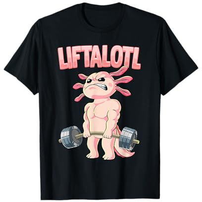 Kraftsport Geschenk Liftalotl Bodybuilding Fitness Gym T-Shirt Schwarz Klein U-Ausschnitt Kurzarm Männer Fitnessbegeisterte Bodybuilder