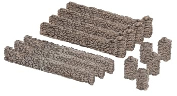 NOCH N Feldsteinmauer, Modellbau Kunststoffhandmauer, 12 Teile für Spur N Grundstücke, kreativ Basteln, Stein