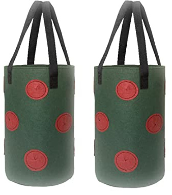 Ulalaza 2 STÜCKE 13 Löcher Erdbeersäcke mit Löchern an der Unterseite Hängende Pflanzsäcke Erdbeere Hängende Pflanzsäcke 3 Gallonen 20 cm * 35 cm / 7,8 Zoll * 13,7 Zoll