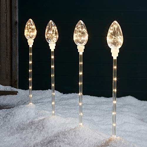 Lights4fun 4er Set LED Stableuchten Warmweiß Gartenbeleuchtung strombetrieben Garten Deko Balkon Weihnachts Deko Außen