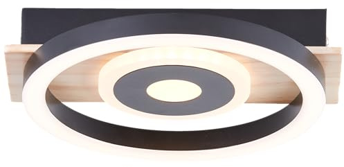 Lightbox LED Profil Deckenlampe - 22 cm x 20 cm - Deckenleuchte mit | Minimalistische Deckenlampe - LED Deckenleuchte mit Holzakzenten - 3000 Kelvin - Helligkeit: max. 1100 lm - 20 cm Länge x