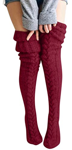 Chaussettes Tricotées en Laine, Bas de Jambe en Tricot pour Femmes, Chauffe-Cuisses Longues, Bottes à Câble pour Genoux, Extra