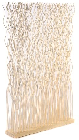 CREEDWOOD RAUMTEILER Kinki | 110x70x17cm(HxBxT), Weidenholz | Zweig Raumtrenner, Paravent, Deko Stellwand, Mobile Trennwand, Weiden Dekoelement, gewellter Sichtschutz | Farbe: geblichen