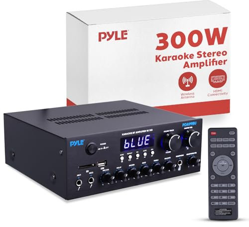 Bluetooth HD Home Audio Amplifier Receiver Stereo 300W Dual Channel Sound Audio System, MP3, USB, SD, AUX, RCA, MIC, Headphone, FM, LED, Reverb Delay, for Home Theater Speakers, Studio - PDA99BU