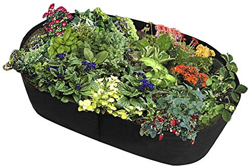 belupai 1,2 x 0,6 m rechteckiges Gewebe-Hochbeet, Pflanztasche für den Anbau von Gemüse, Kartoffeln, Blumen, schwarz, große Garten-Pflanztasche, Filz-Pflanzbehälter für Outdoor-Gartenarbeit (schwarz)