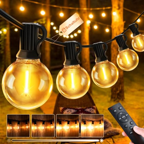 JEYMORKEY Catena Luci da Esterno Giardino - G40 150Ft 45M 66+2 LED Lampadine Esterno Filo IP44 Lucine da Esterno Giardino 45 Metri Luce Catena Luminosa Fila Catene Esterno Gazebo Lampade per Terrazzo
