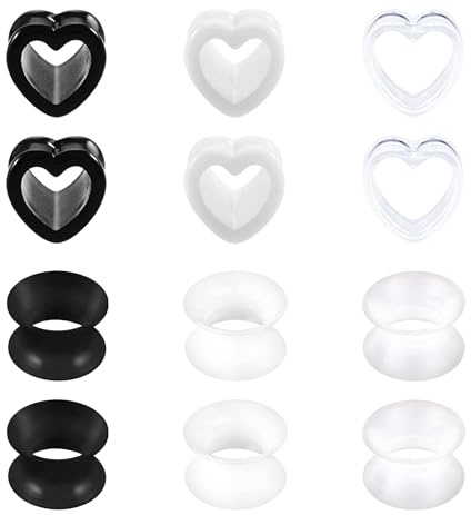 MODRSA 14mm Piercing a Tunnel Dilatatore Piercing Orecchio Silicone Tunnel Cordata Piercing Estensore Dilatatori Lobo Flared Flesh Piercing 6Pairs
