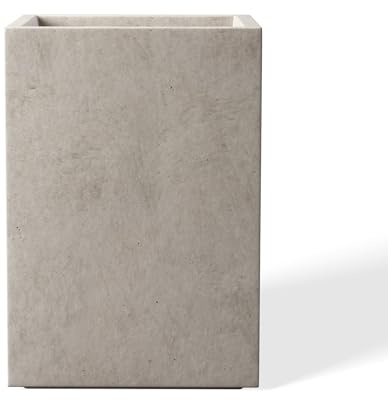 Kante 32 cm hohe rechteckige Beton-Pflanzgefäße für den Innen- und Außenbereich, leichte Pflanztöpfe mit Ablaufloch und Gummistopfen, moderner Stil für Zuhause, Garten, Terrasse, verwitterter Beton