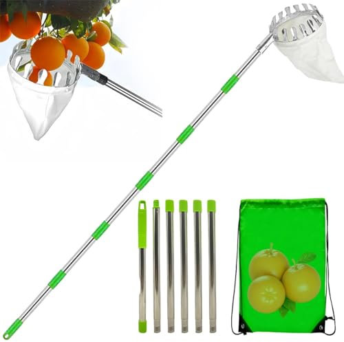 KERALI Fruit Picker Tool - Fruit Picker with Telescopic Handle | Extendable Fruit Picker with Storage Bag | Lightweight Apples& Fruit Picker | Tree Picker for Apples, Mangoes, Oranges, Pears