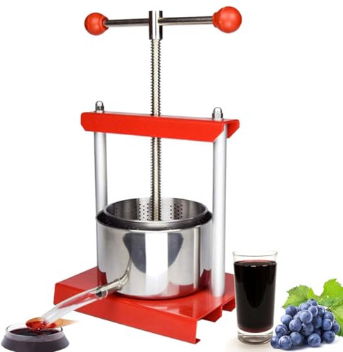 6L/1.6 gal Acciaio Inox Frutta Vino Pressa Macchina con THandle Pressa Manuale per Succo di Vino Vegetale Olio d'Oliva