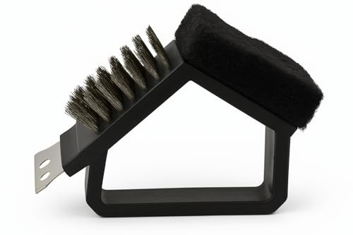 BBQ Grillbürste 3-in-1 – Reinigungsbürste mit Schaber, Messingborsten & Scheuerpad – für Gasgrill, Holzkohlegrill, Elektrogrill – starke, langlebige Grillbürste für perfekte Sauberkeit