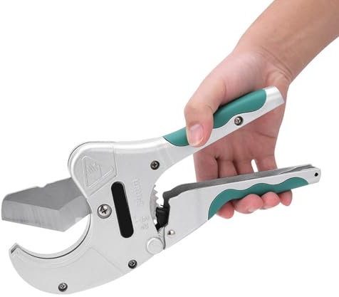 SK5 Stahlrohr-Rohrschneider-Ratsche, Robuste Schere, Mechanisches Design, 64-mm-PVC-PP-PU-PE-Schneidwerkzeug mit Selbstverriegelnder Ratsche und Manuellem Schalter für