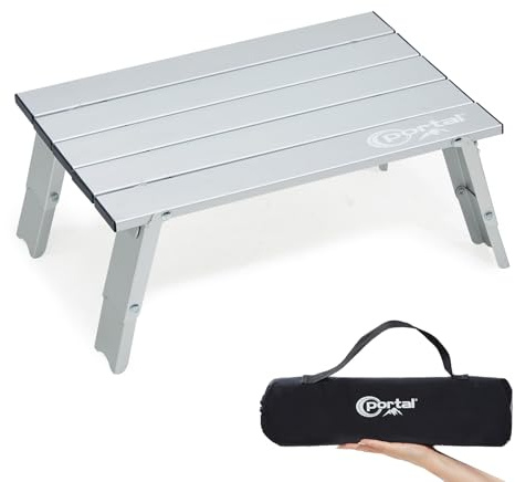 Portal campingbord, fällbart litet fällbord, fällbart matbord, 40 x 29 x 16 cm, höj- och sänkbart miniträdgårdsbord, ultralätt för camping, utomhus, balkong, trädgård